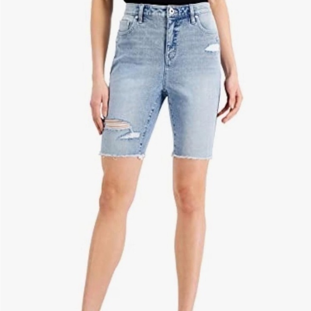 Style & Co High Rise Bermuda Denim Shorts 10 NWT